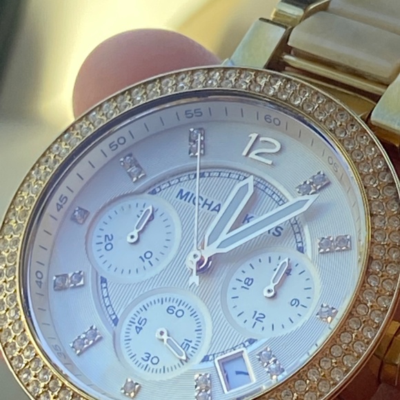 MICHAEL KORS MK PARKER 5632 BLOND TORTOISE WRIST QUARTZ BRACELET WATCH - Picture 8 of 14